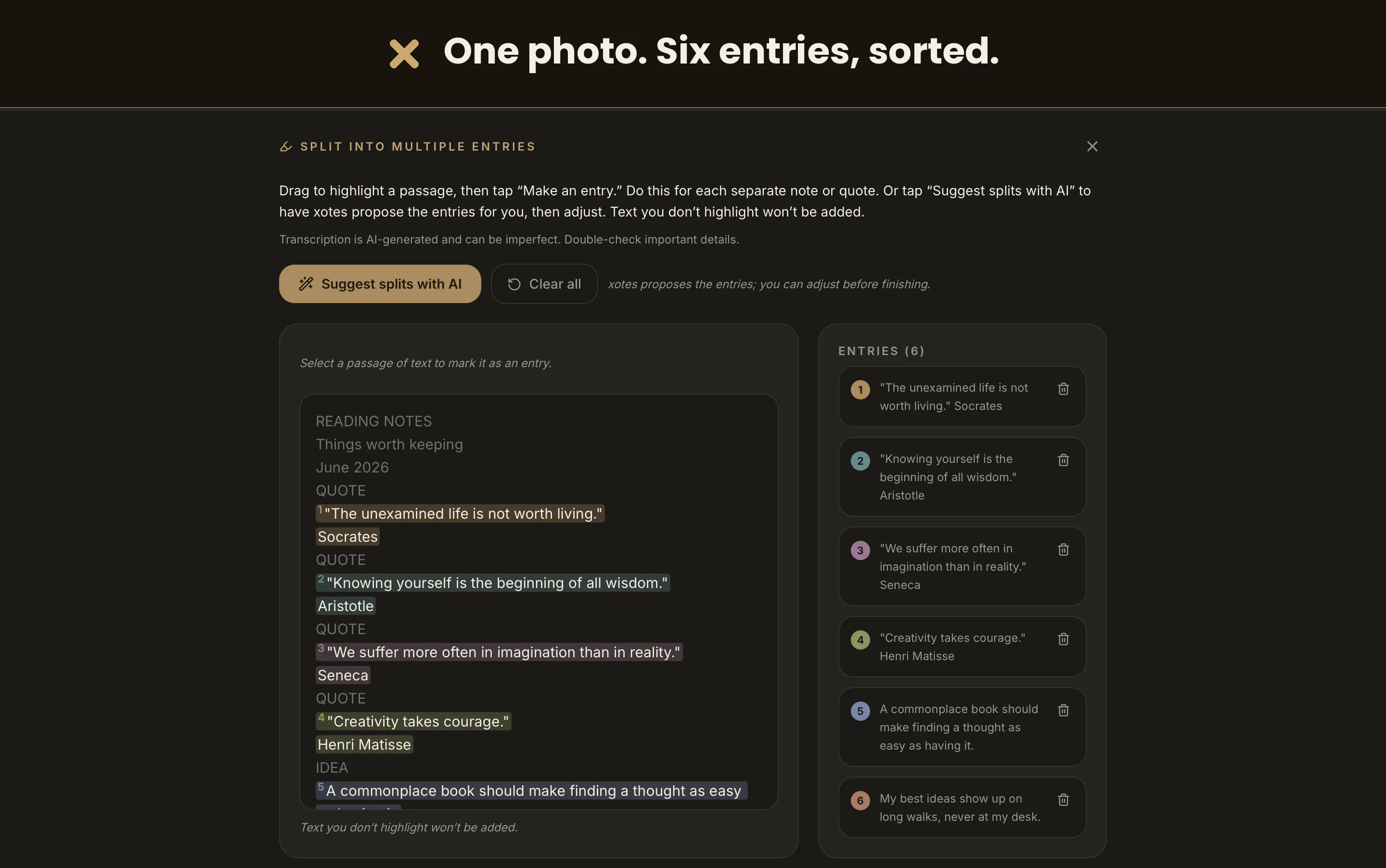 xotes, your modern commonplace book gallery image