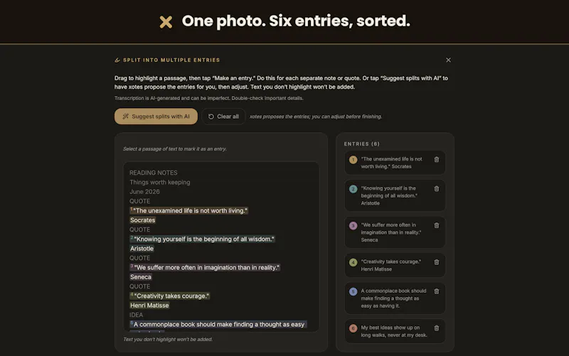 xotes, your modern commonplace book screenshot 6
