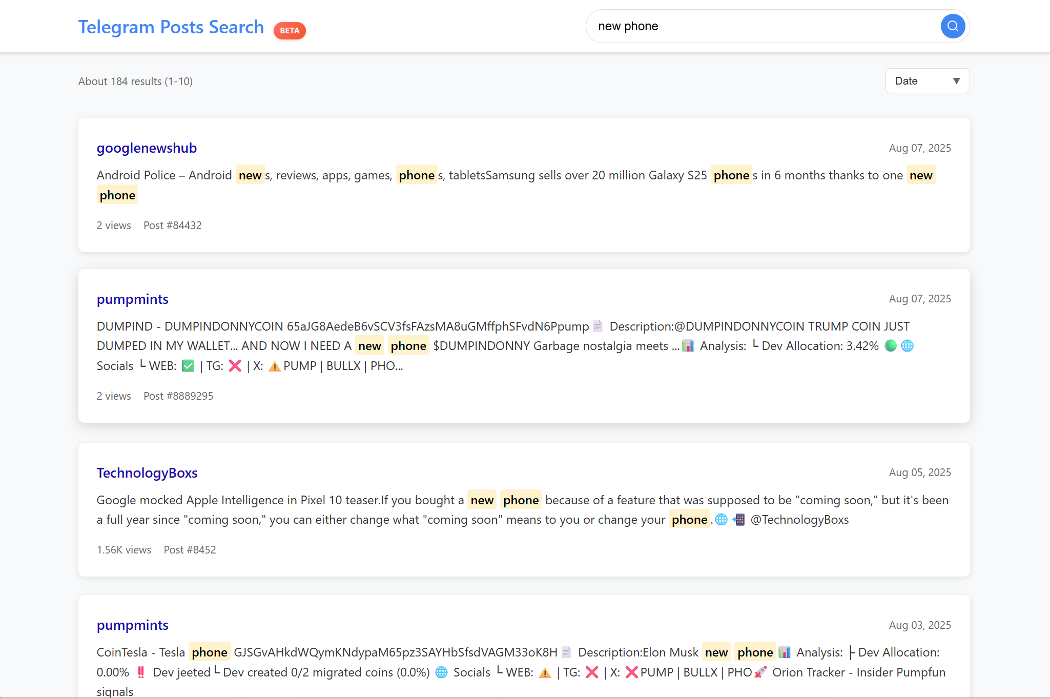 Telegram Posts Search gallery image