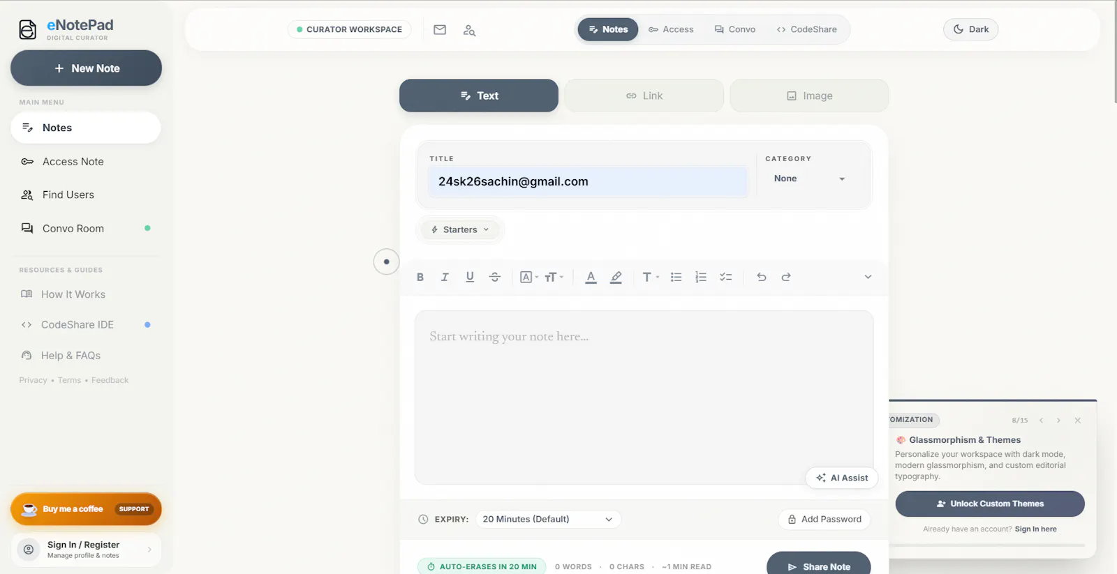 eNotePad screenshot 1