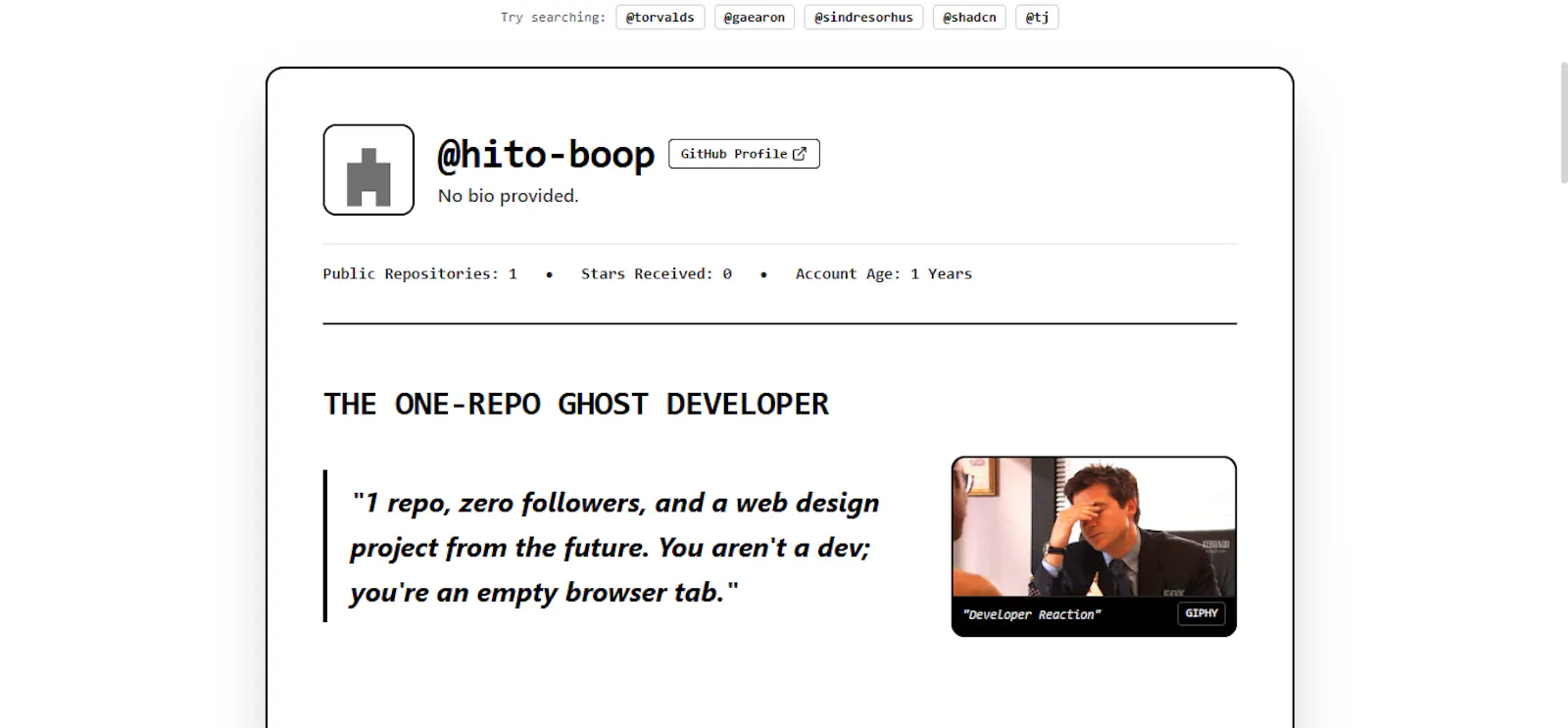 GitHub Roast  screenshot 1