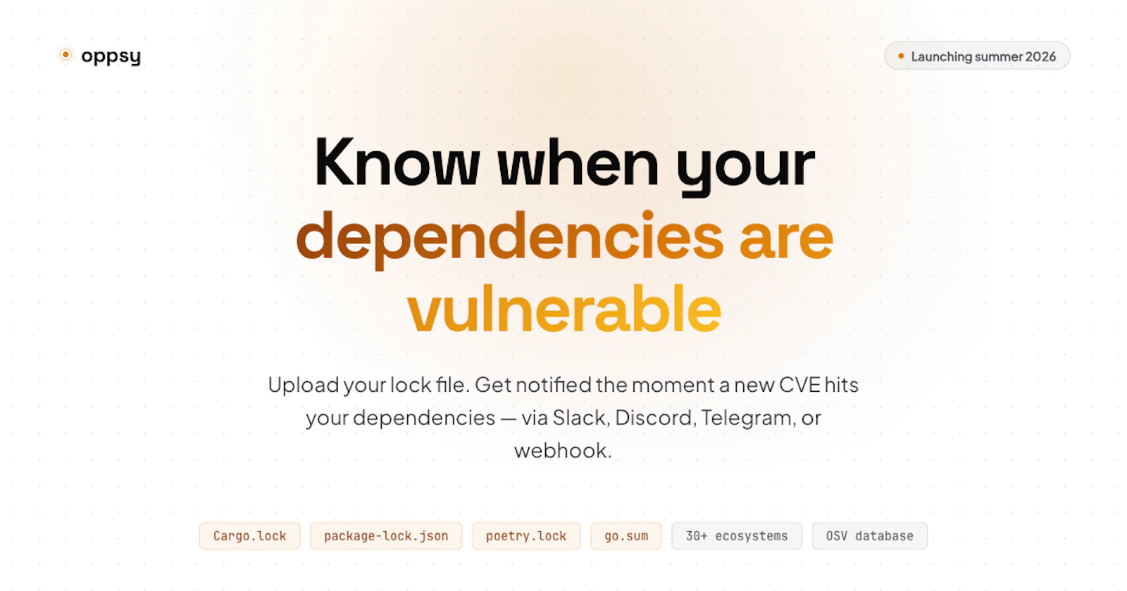 Oppsy — Dependency Vulnerability Alerts screenshot 1