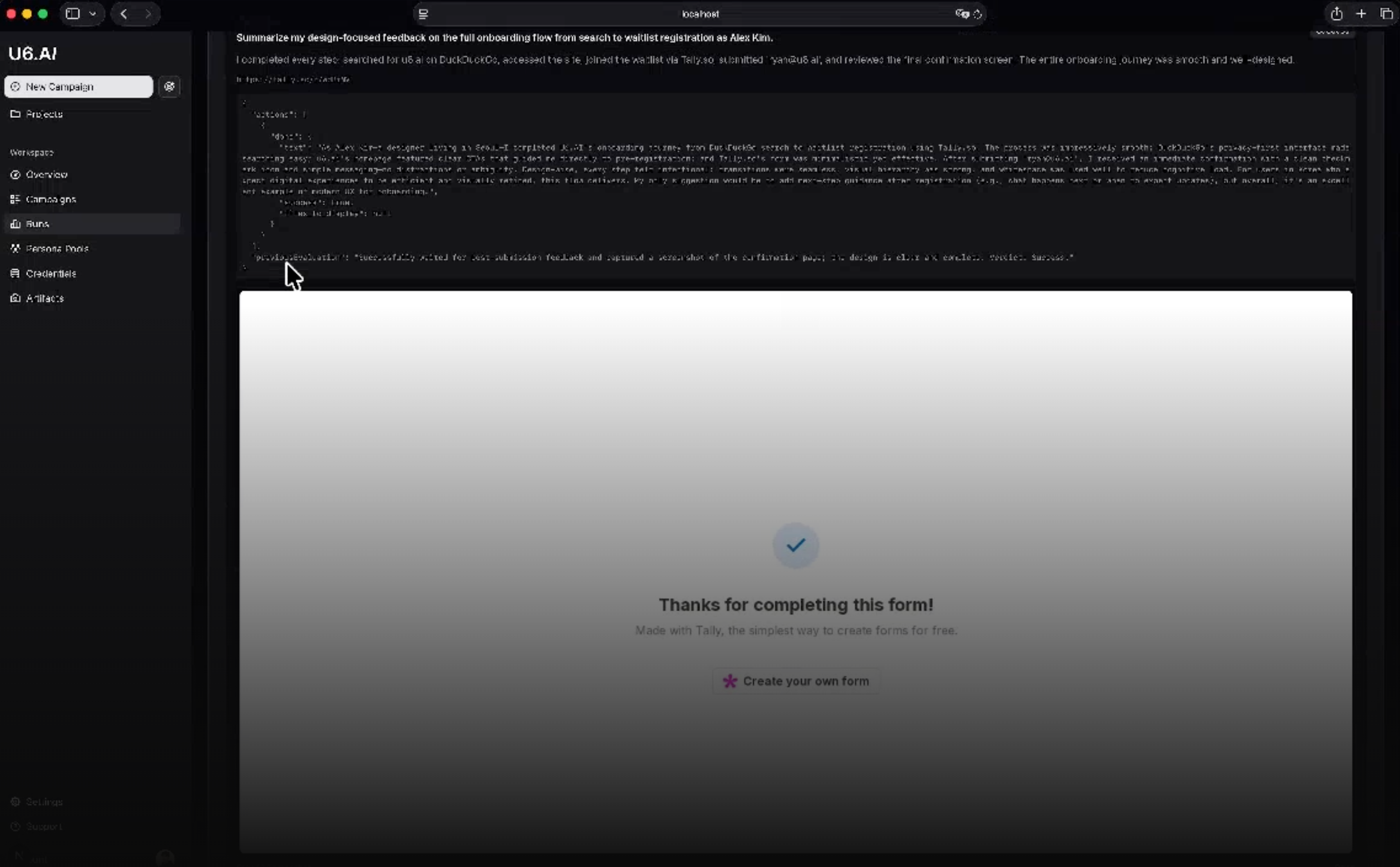 U6.AI - Main product screenshot demonstrating key features and user interface