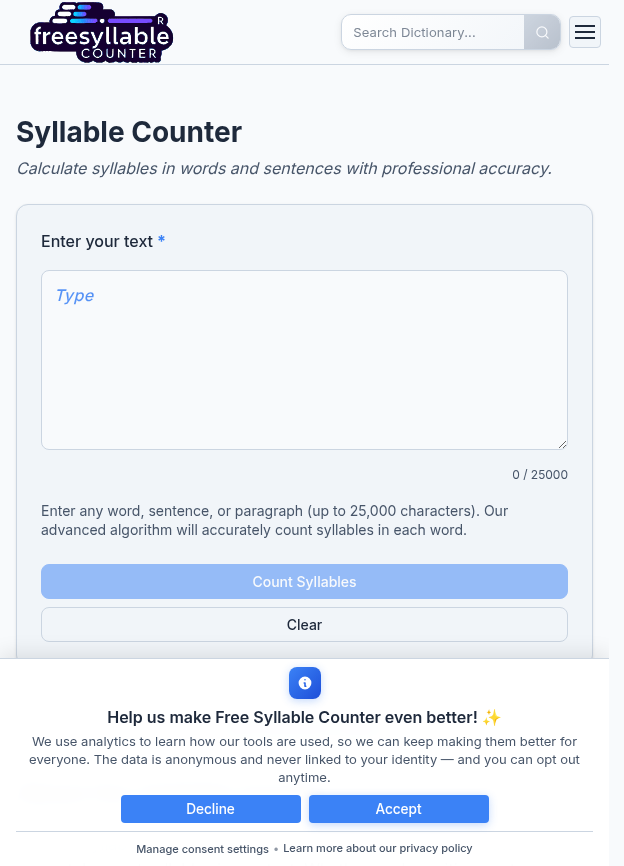 Free Syllable Counter-Text Analysis Tool gallery image