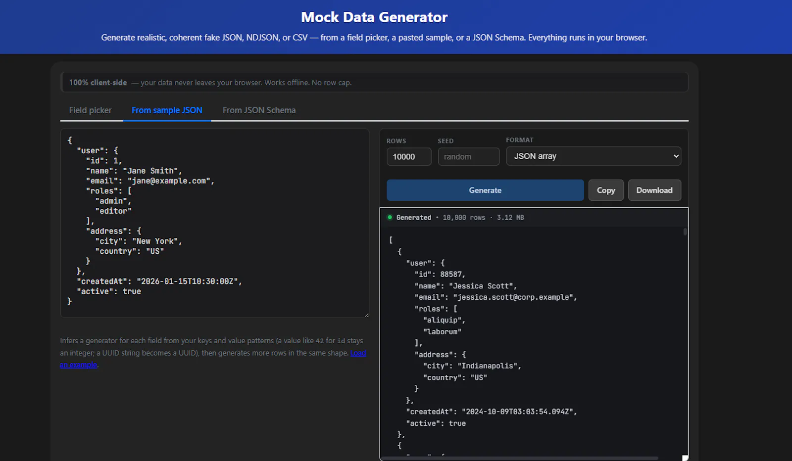 Mock Data Generator screenshot 2