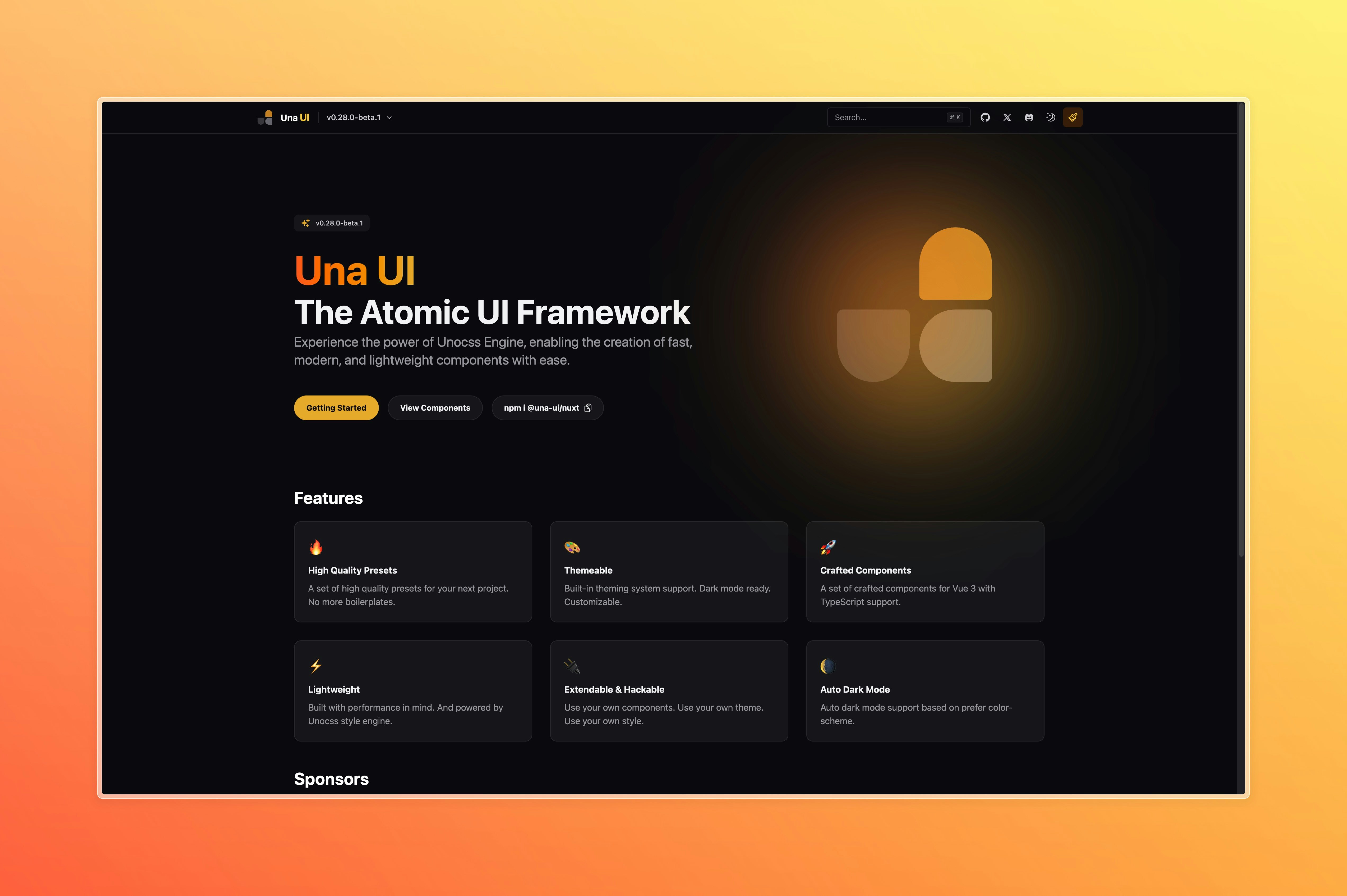 UI - Unaui는 UNOCSS 엔진으로 구동되는 원자력 UI 프레임 워크입니다. 미디어 1