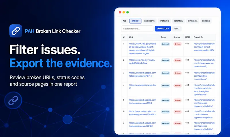 PAH Broken Link Checker screenshot 3