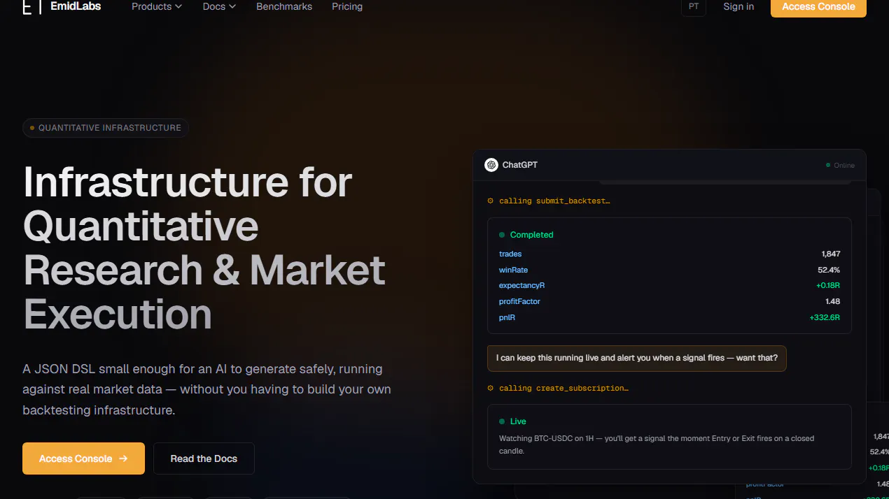 EmidLabs — Quant Trading Infra product