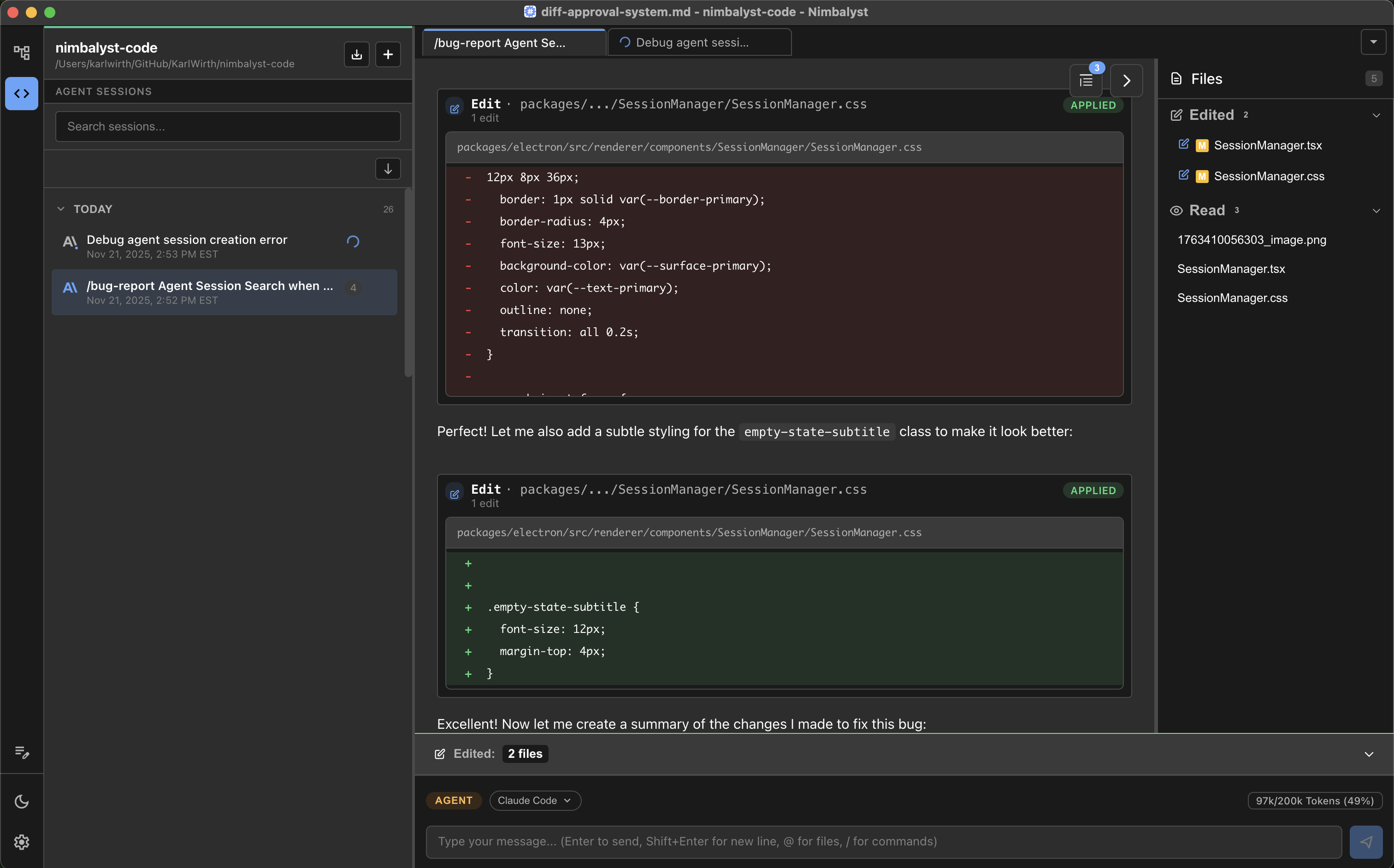 Nimbalyst Beta - Screenshot 3 showing product features and functionality
