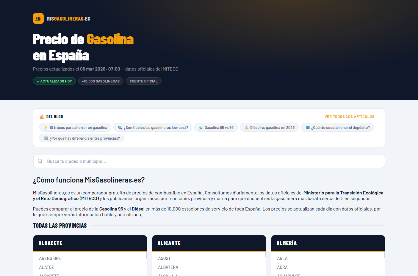 MisGasolineras.es - Main product screenshot demonstrating key features and user interface