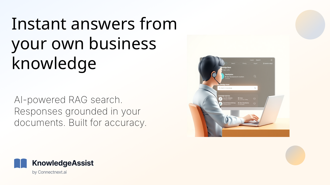 KnowledgeAssist by Connectnext.ai - Main product screenshot demonstrating key features and user interface