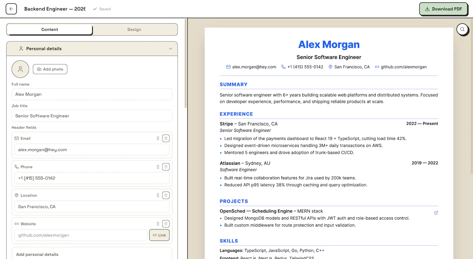 WispResume screenshot 2