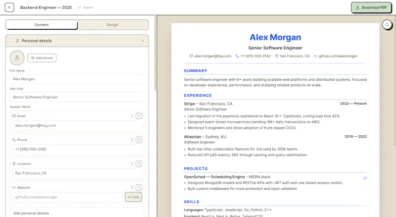 WispResume screenshot 2