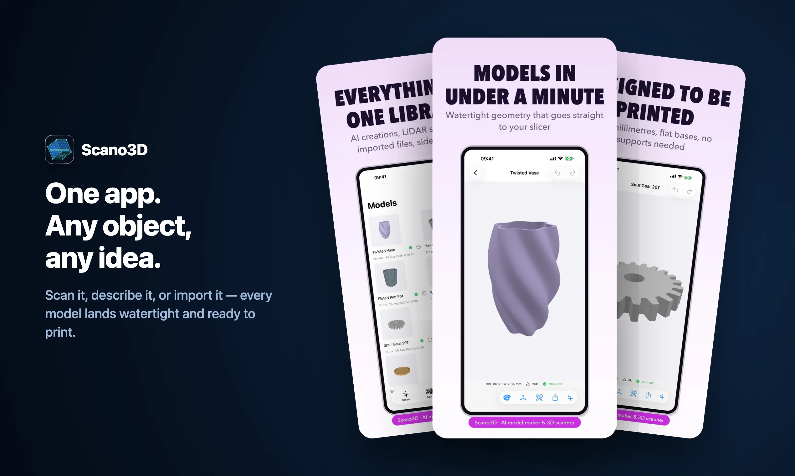 Scan or describe it. Get a 3D print gallery image