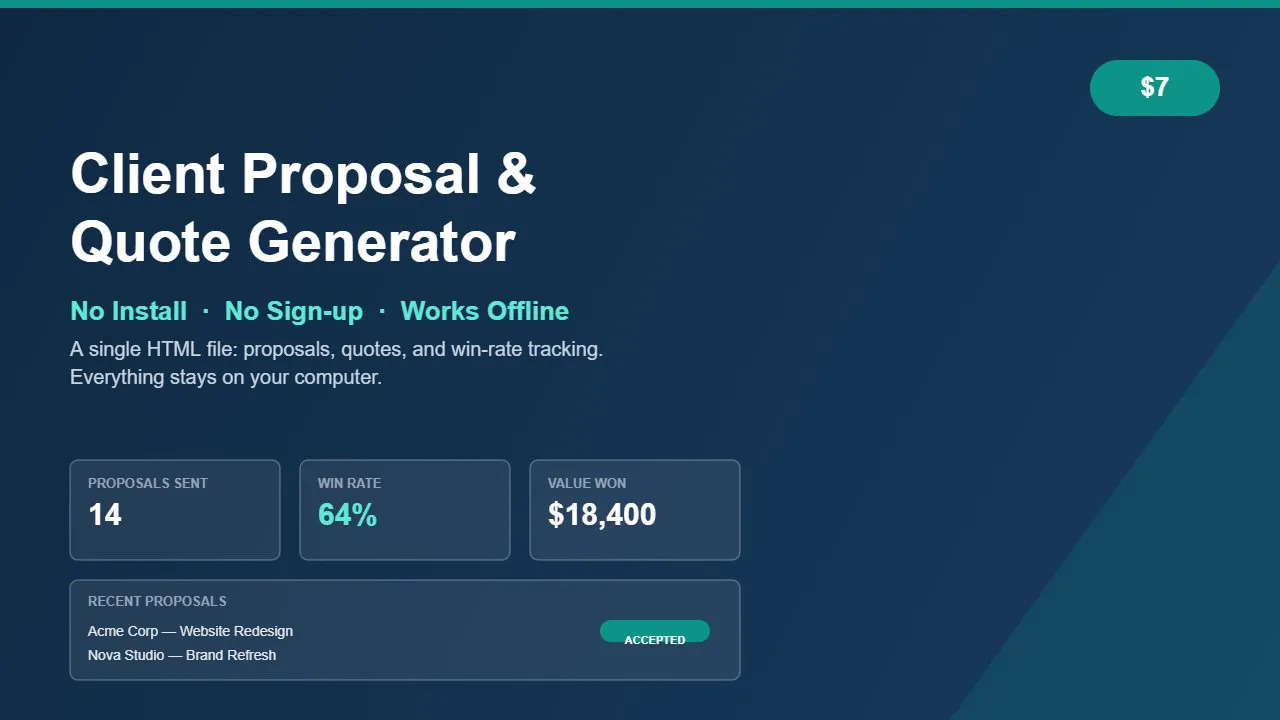 Client Proposal & Quote Generator screenshot