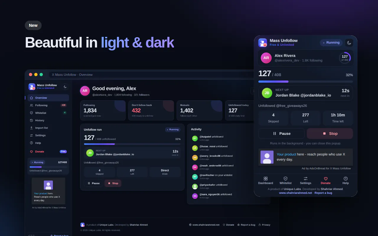X (Twitter) Mass Unfollow Tool gallery image