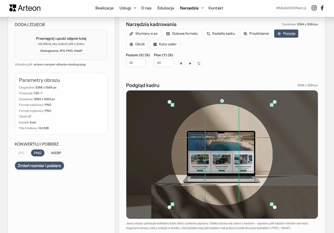 Free online Image Resize & Crop Tool - Screenshot 2 showing product features and functionality