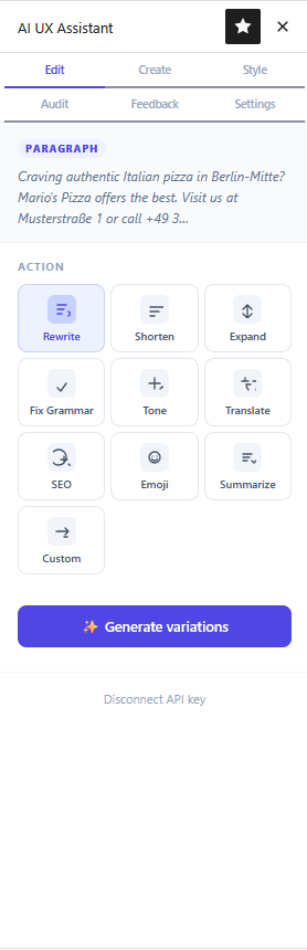 AI UX Assistant for WP gallery image