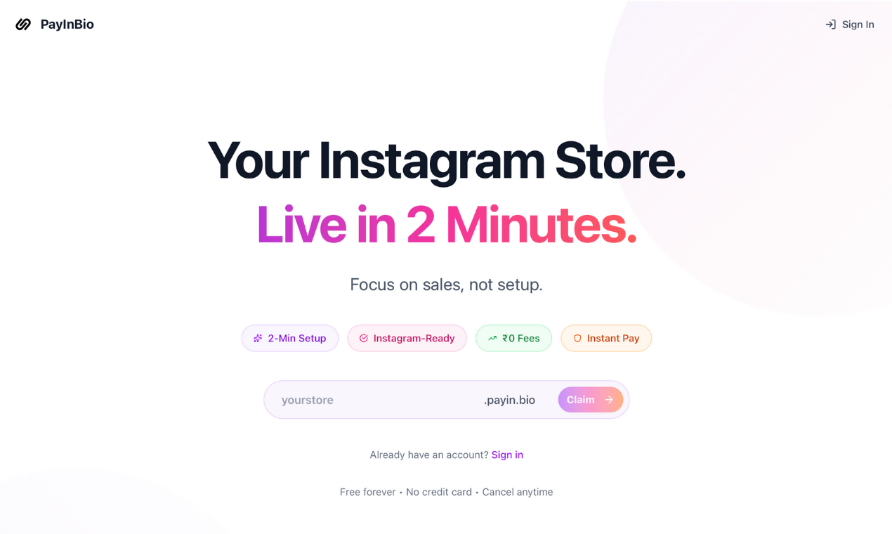 PayInBio - Screenshot 2 showing product features and functionality