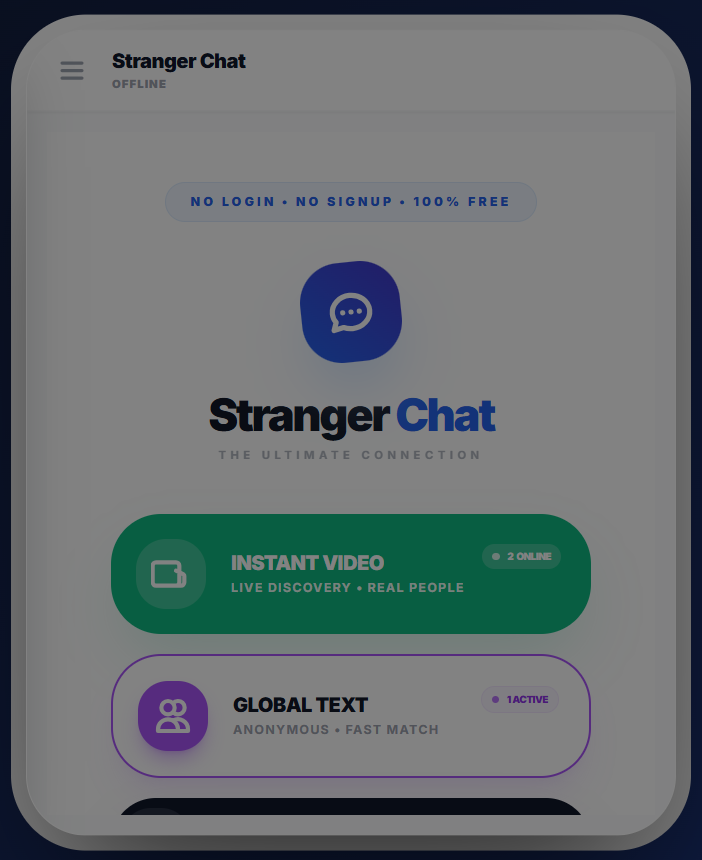 StrangerChat.space - Main product screenshot demonstrating key features and user interface