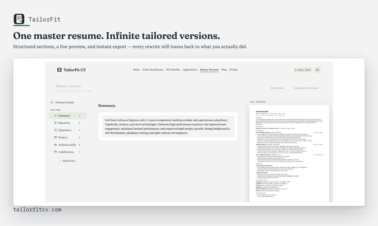 TailorFit CV gallery image