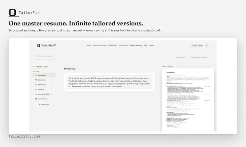 TailorFit CV screenshot 7