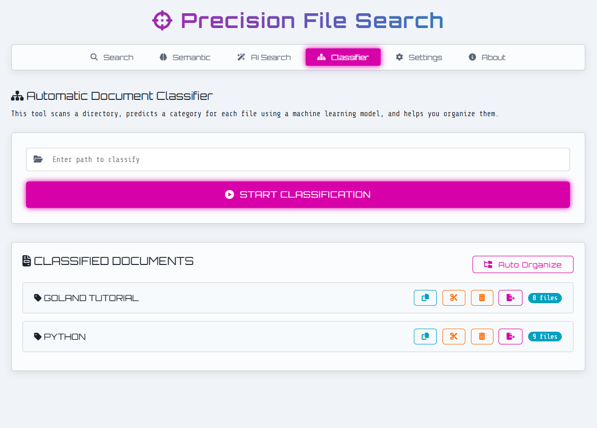 Média Recherche de fichiers de précision - Fichier rapide de bureau alimenté par AI et plate-forme de recherche de fichiers 3