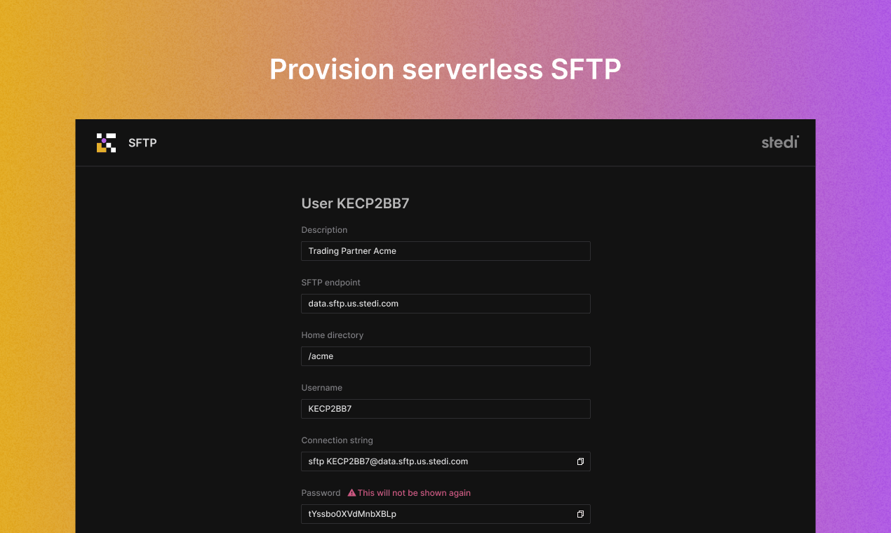 Stedi tarafından sunucusuz SFTP media 4
