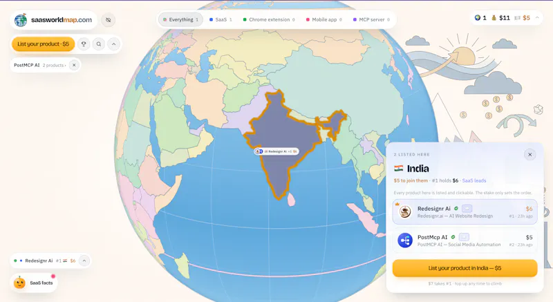 saasworldmap screenshot 1