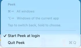 Peek — a minimal macOS window switcher gallery image