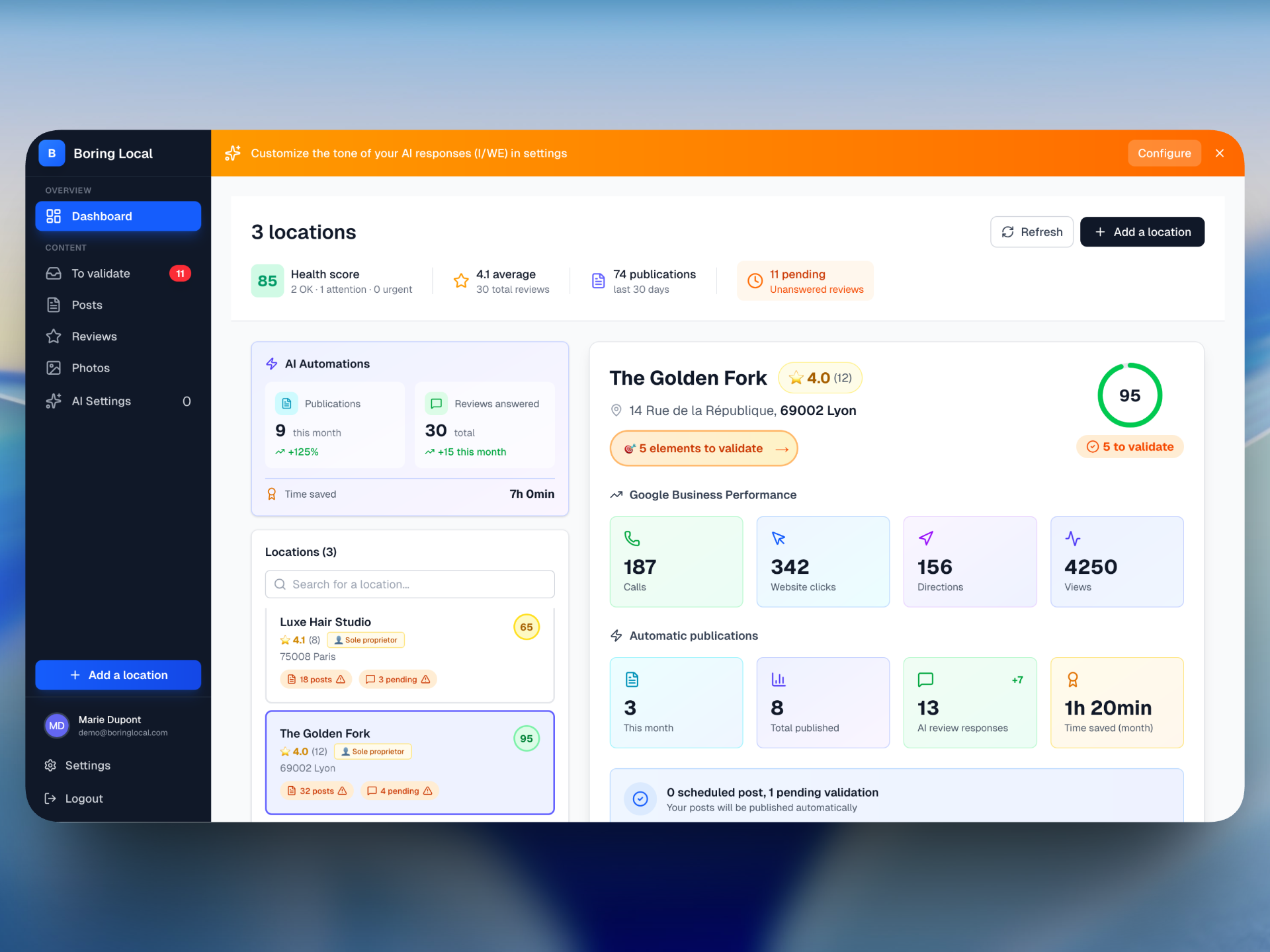 Boring Local - Main product screenshot demonstrating key features and user interface