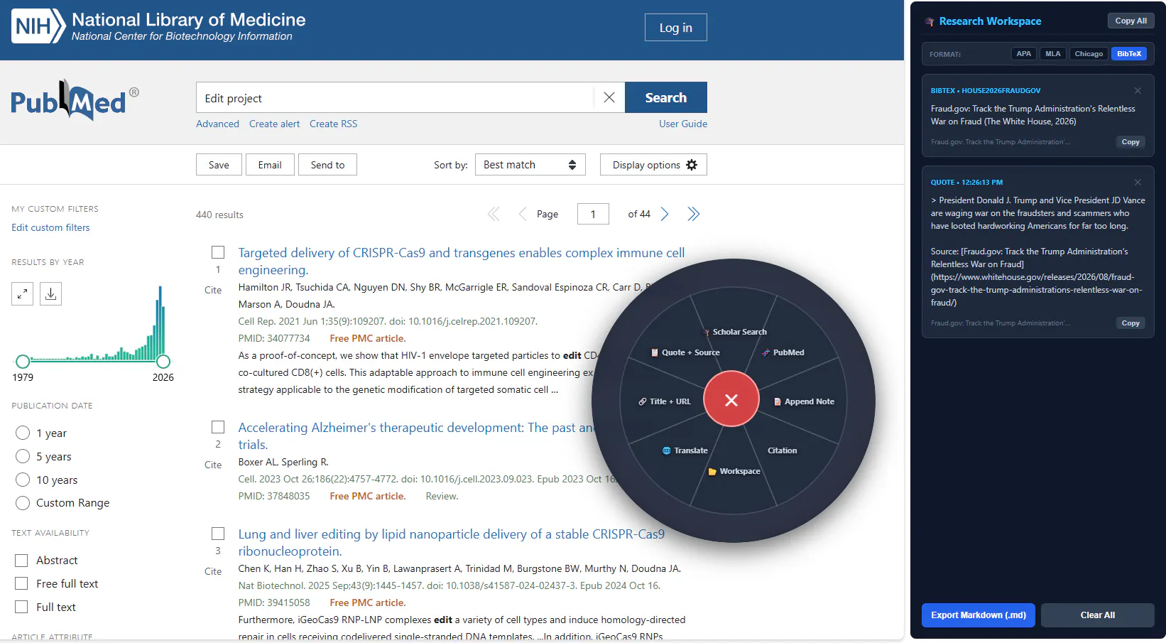 Research Wheel screenshot