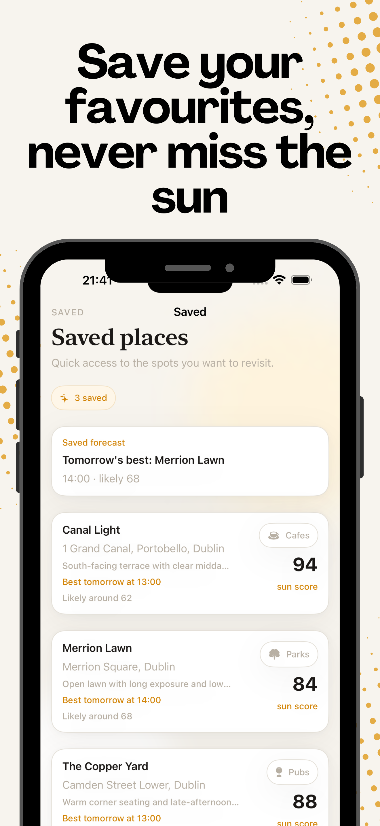 Find sunny spots in real time ☀️ gallery image