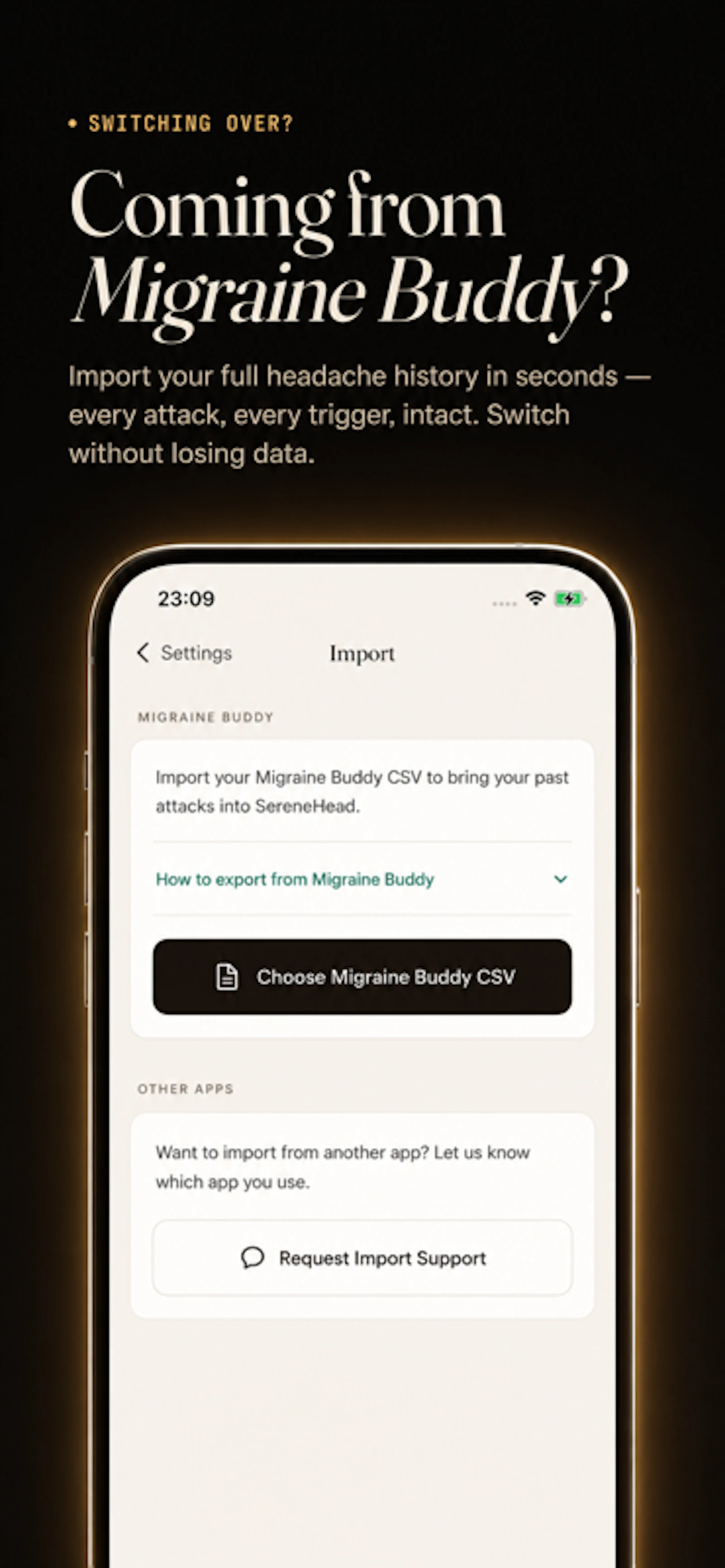 SereneHead: Voice-first migraine tracker screenshot 10