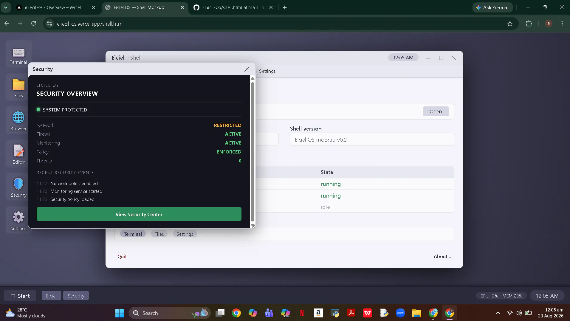 Eiciel OS — an operating system gallery image