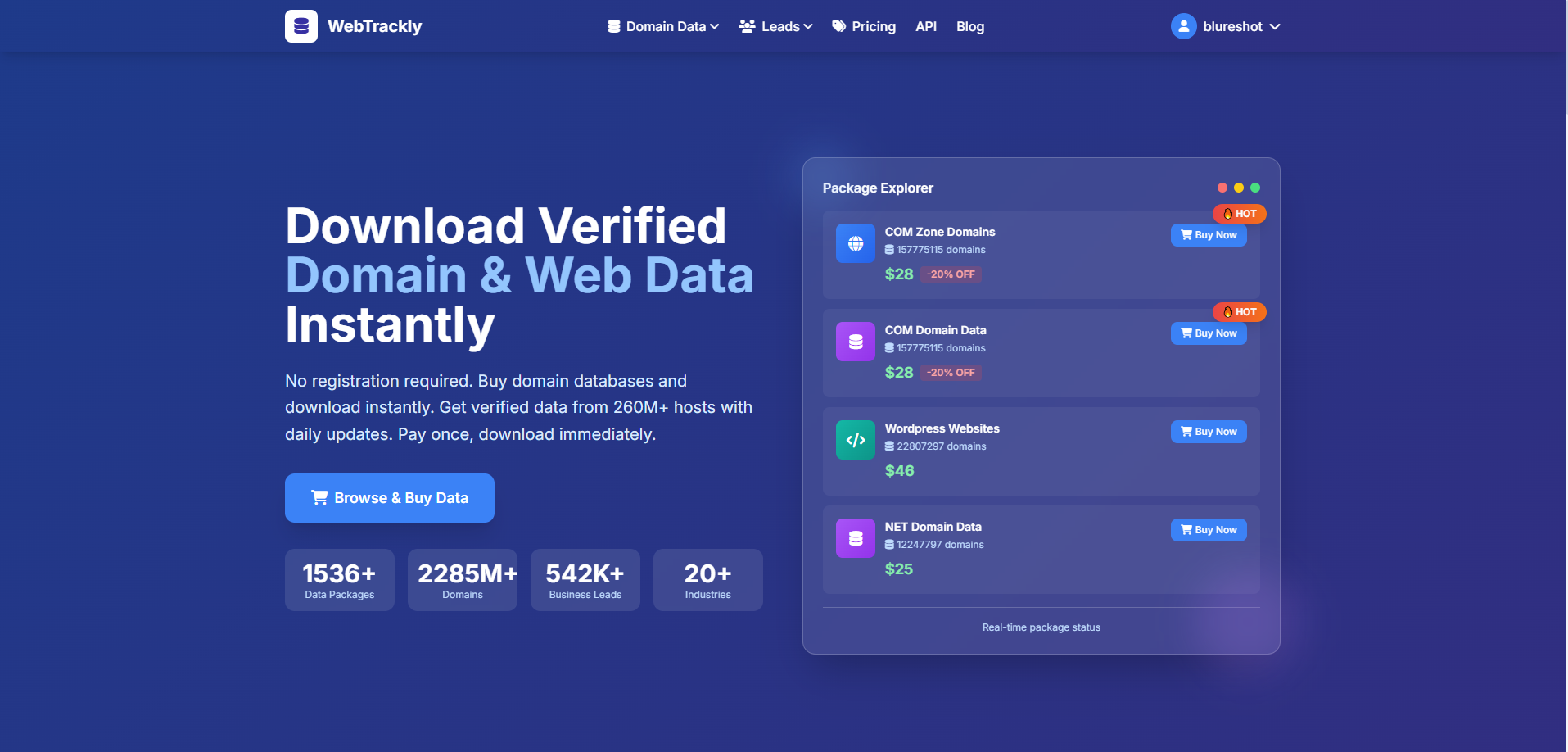 WebTrackly - Main product screenshot demonstrating key features and user interface