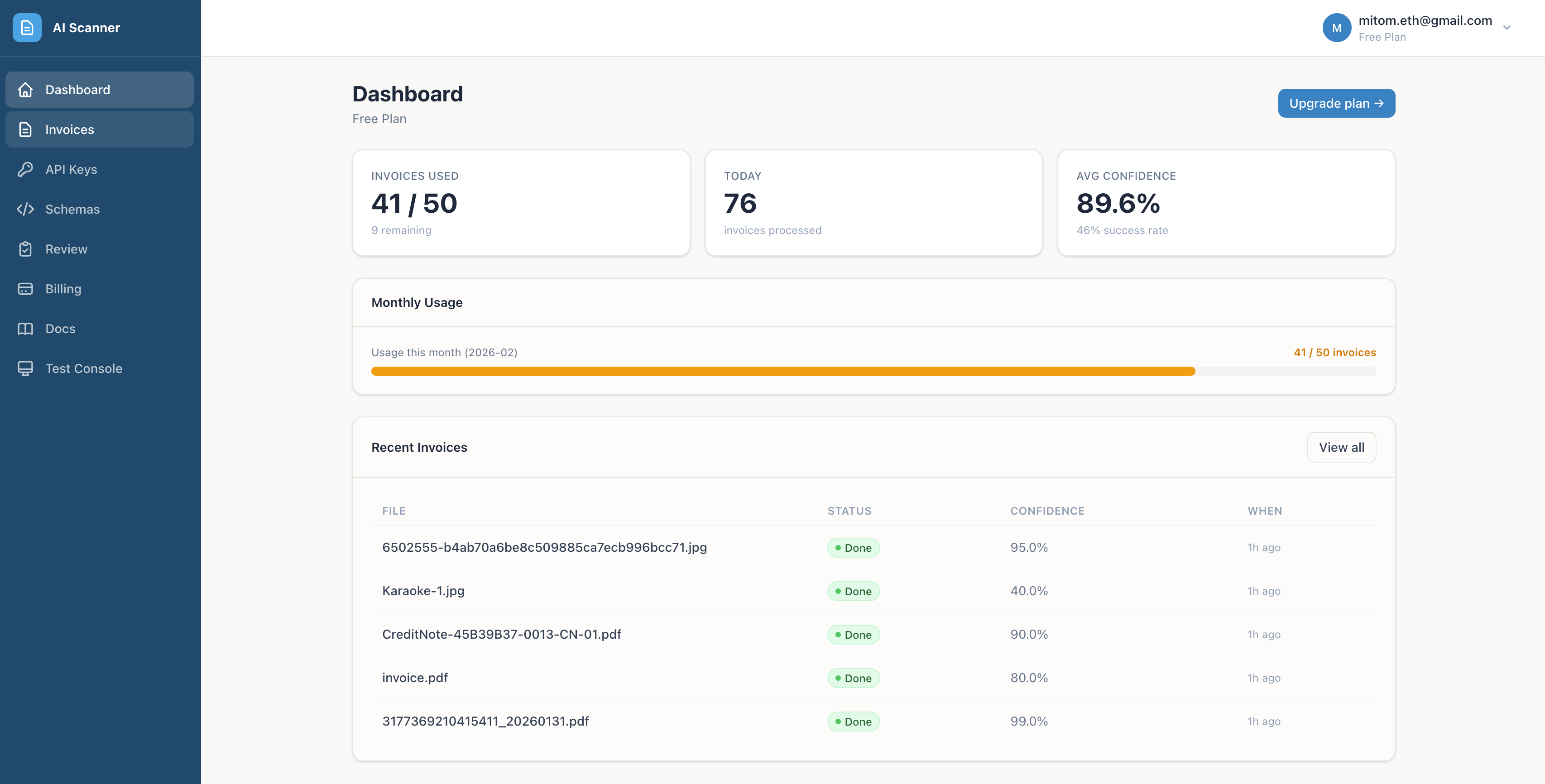 AI Scnr - Invoice AI Scanner - Screenshot 2 showing product features and functionality