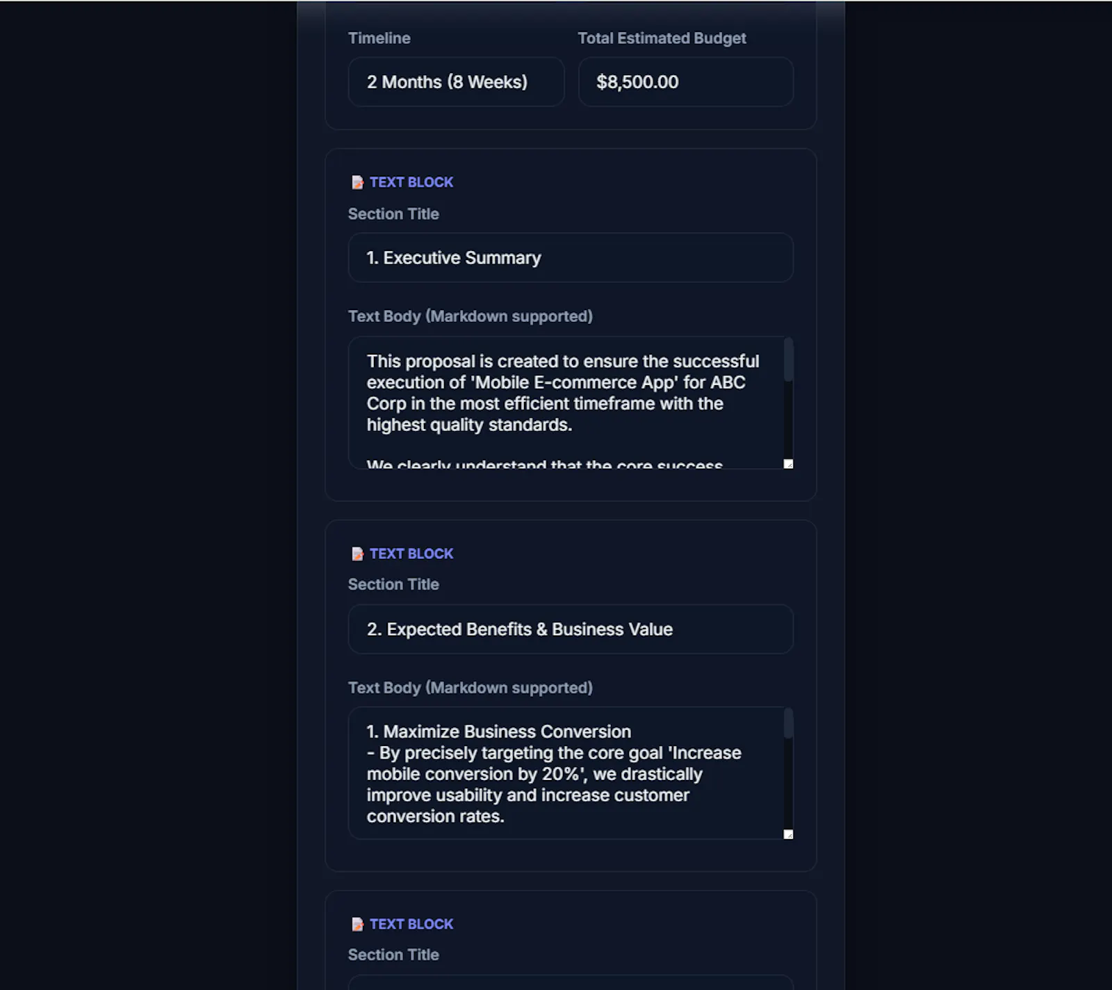 SmartProposal screenshot 2
