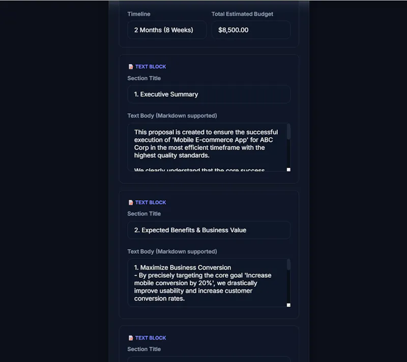 SmartProposal screenshot 2