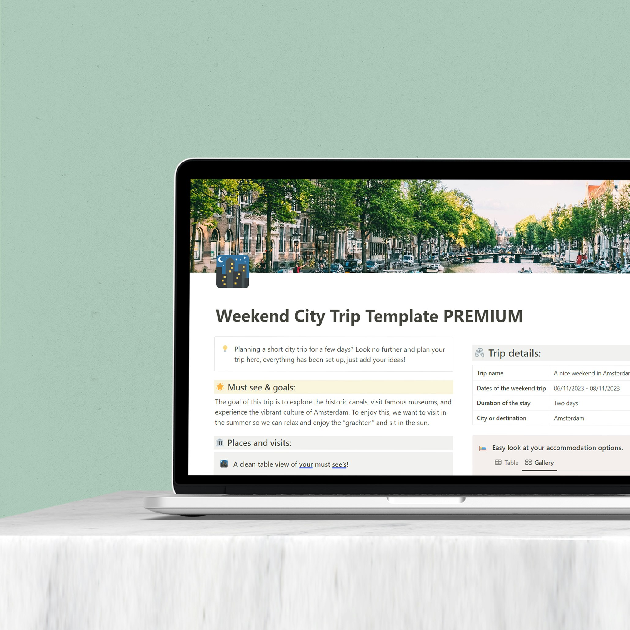 Weekend City Trip Notion Template