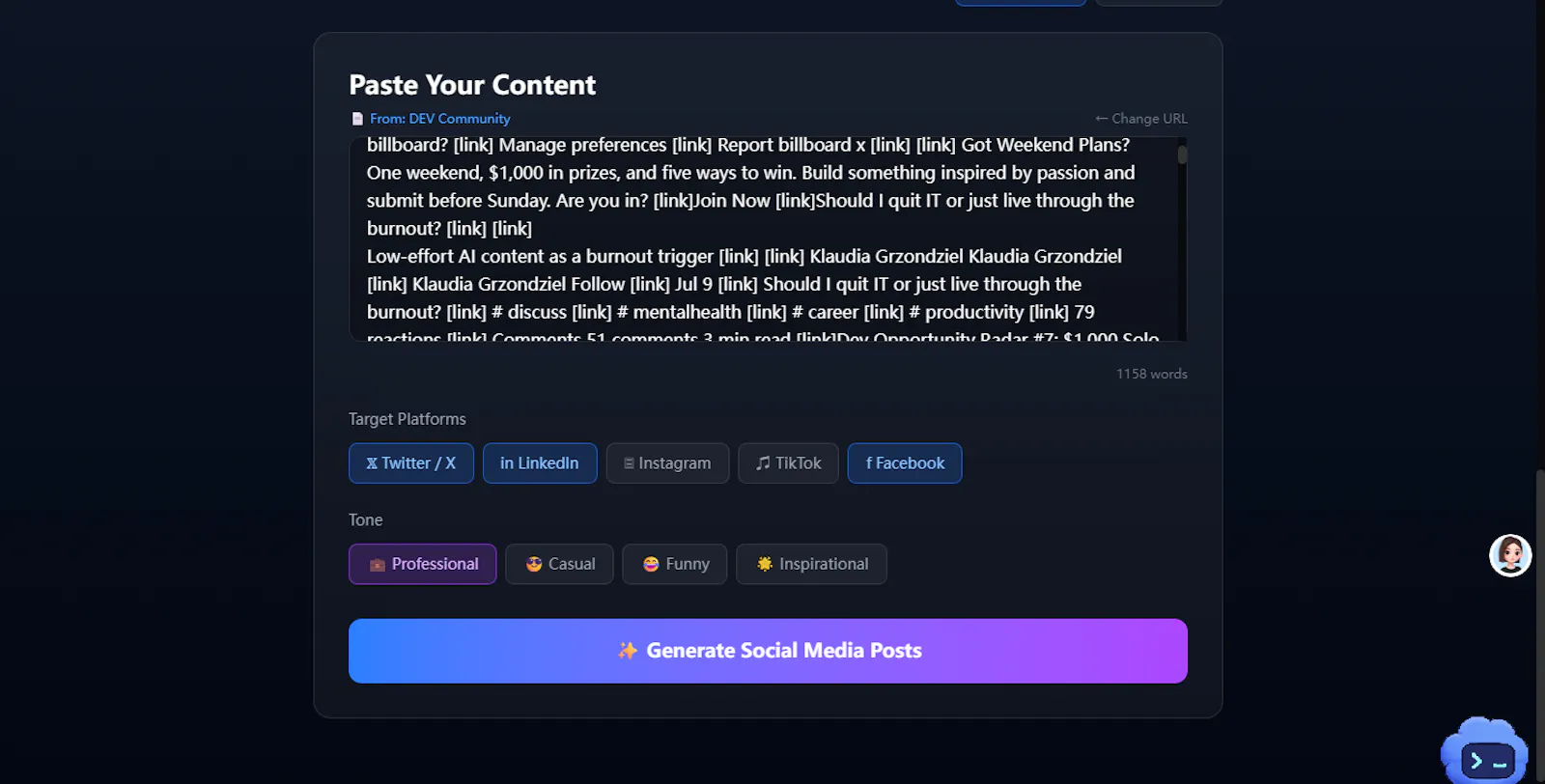 ContentRepurposer screenshot 2