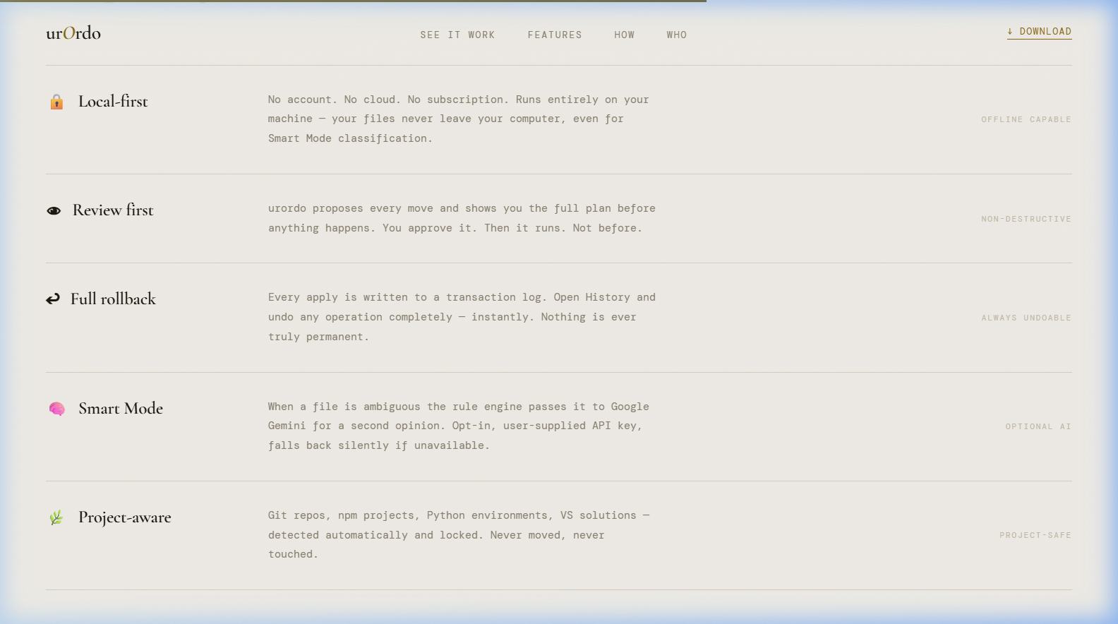urordo — Everything in its place. gallery image