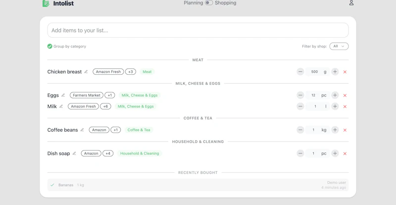 Intolist screenshot 1
