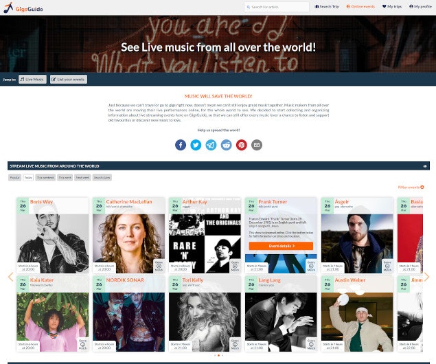 Virtual concerts listings on GigsGuide gallery image