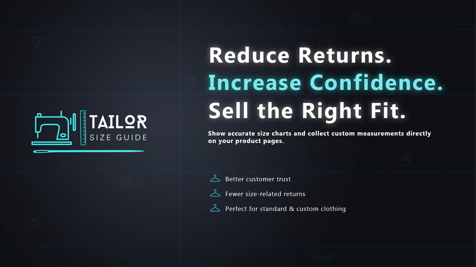 Tailor size guide 제품 배너