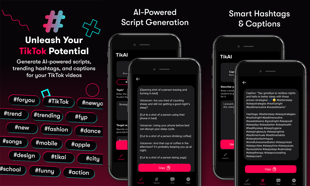startuptile TikAI - Unleash Your TikTok Potential-Generate AI-powered scripts trending hashtags and captions