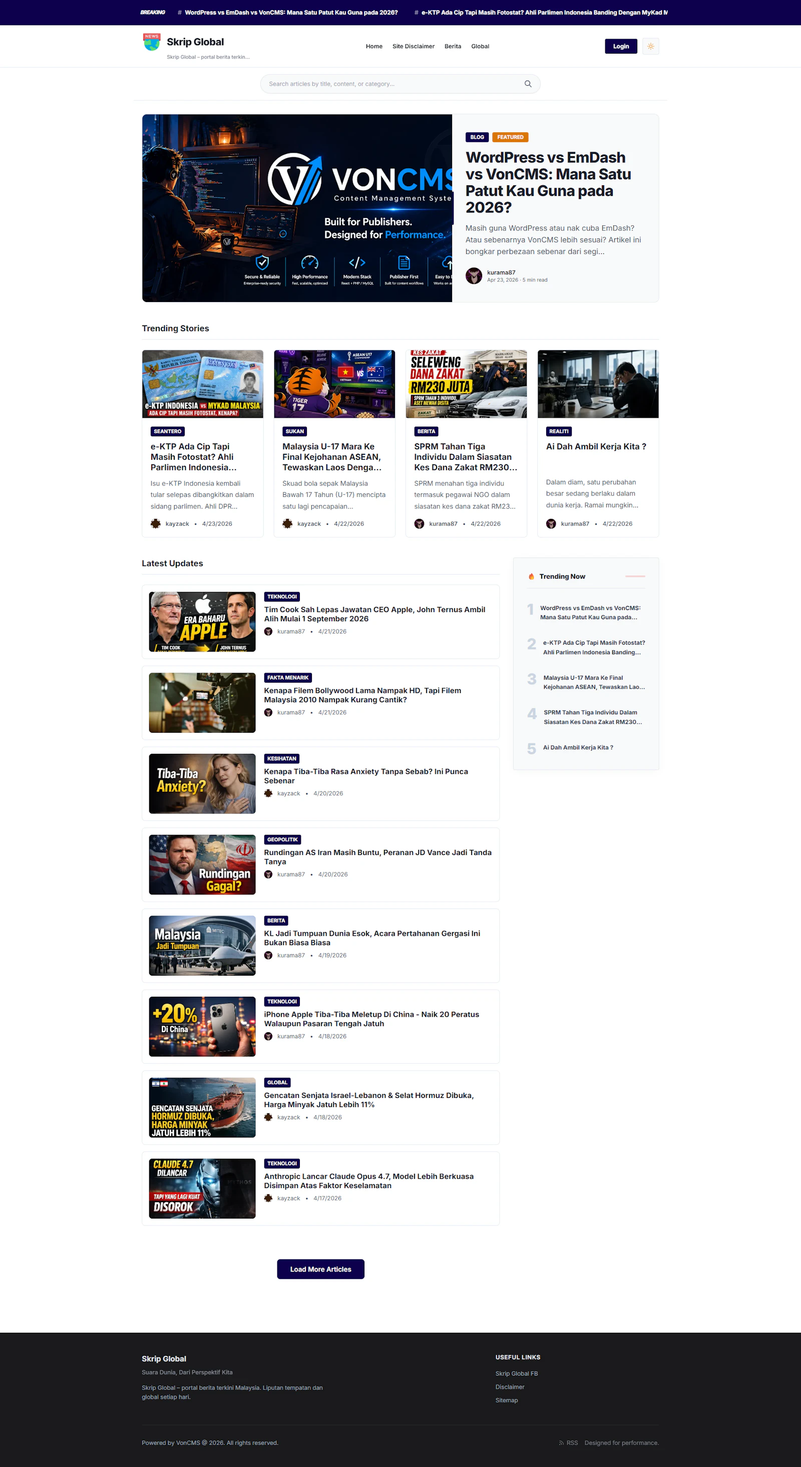 VonCMS screenshot 4