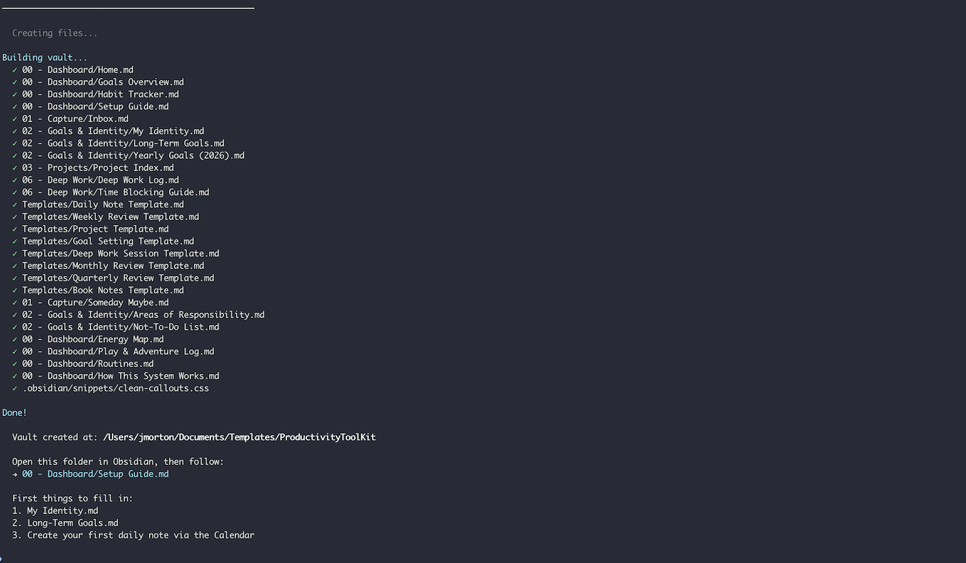 The Obsidian Productivity Toolkit gallery image