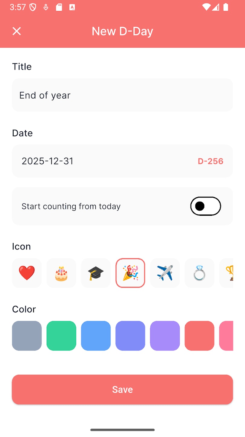 وسائط D-Ukening-Tracker و Widget Simple D-Day Tracker - الإنتاجية ، Android ، التقويم ، واجهة المستخدم ، الإدارة الشخصية 3