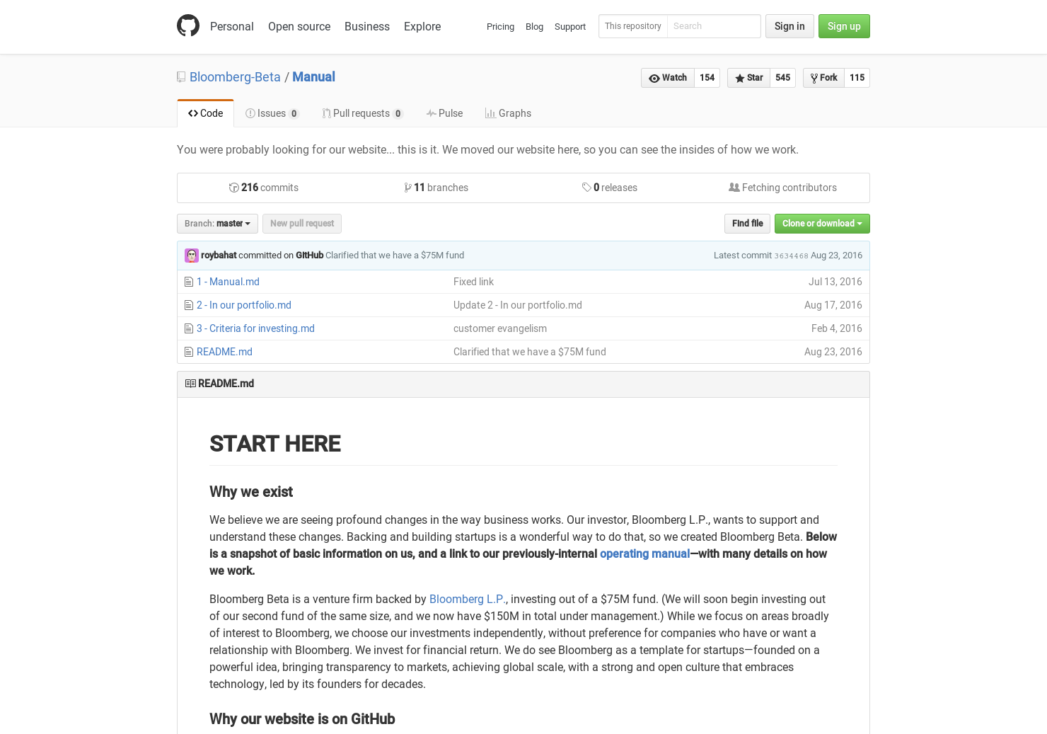 Bloomberg Beta Manual